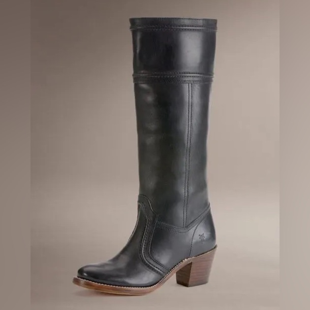 Frye Black Leather Heeled Boots size 10